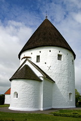 Fototapeta na wymiar Round church on the Danish island Bornholm.