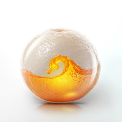 Glass orange on a white background