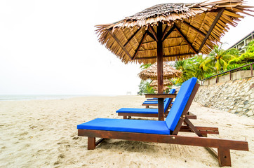 Chairs on the beach near with sea