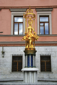 Princess Turandot Fountain. Old Arbat street in Moscow Russia. V