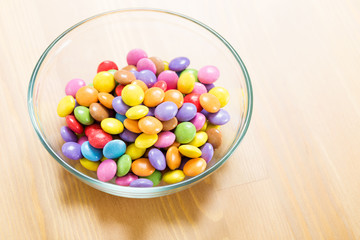 Chocolate candy in bowl