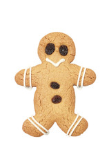 Gingerbread man on white background with clipping path