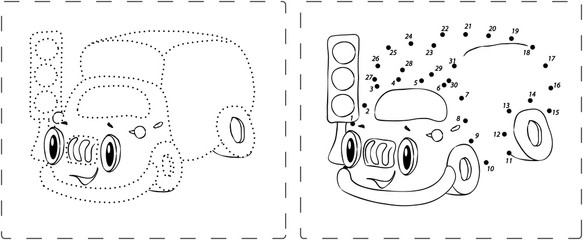 Funny lorry drawing with dots and digits