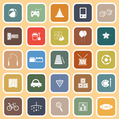 Toy flat icons on orange background