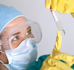 researcher in the laboratory isolatated