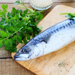 fresh fish on a cutting board