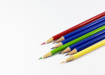 Mixed powerfuls of Color Pencil in Isolated Background