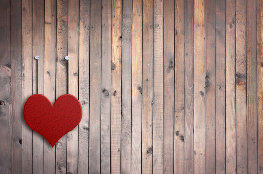 Love Valentine heart and grunge wooden background