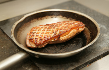 Duck breast on pan