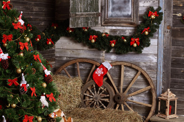 Christmas fur-tree in a rural interior © Vladimir Voronin