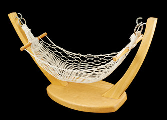 Hammock made of net and wood isolated