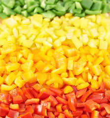 Sweet bell pepper cut into pieces