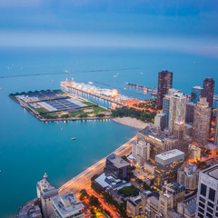 Navy Pier, Chicago city from top view