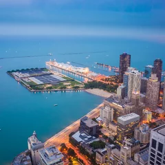 Zelfklevend Fotobehang Navy Pier, Chicago city from top view © f11photo