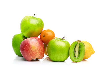Composition with fruits isolated on a white