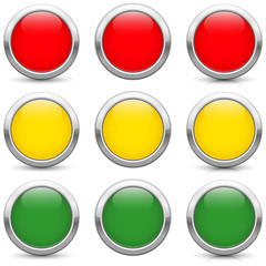traffic lights buttons icons, three variants