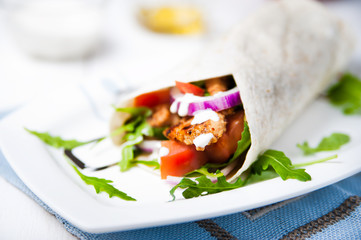 Healthy and tasty tortilla wrap sandwiches