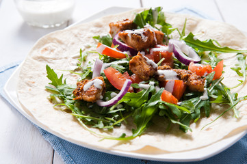 Healthy and tasty tortilla wrap sandwiches