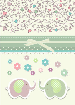 Vintage doodle elephant for frame wallpaper vector © tatiananna