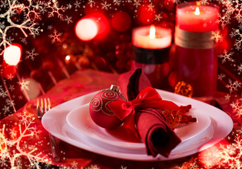 Christmas And New Year Holiday Table Setting. Celebration