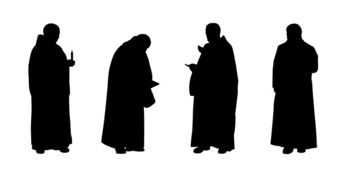 christian monks silhouettes set 1
