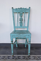 Blue wooden chair