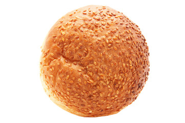 bun with sesame seeds on a white background