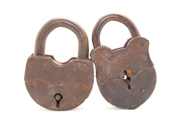 The old locks on a white background