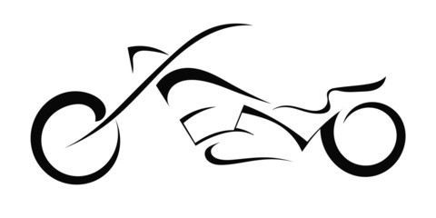 Black silhouette of a motorcycle on a white background
