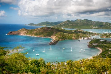 Fototapeten Falmouth bay - View from Shirley Heigths, Antigua © XtravaganT
