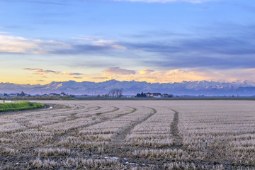 Obraz premium Countryside winter panorama color image