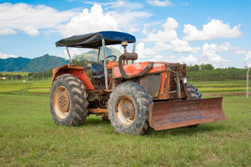 tractor in summer on field