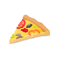 Big piece pizza, isolated over white background