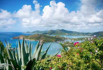 Falmouth bay - View from Shirley Heigths, Antigua - obrazy, fototapety, plakaty