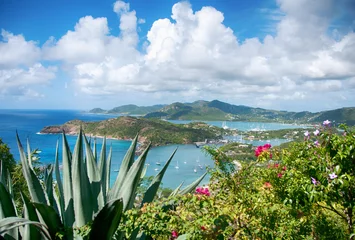 Fototapete Karibik Bucht von Falmouth - Blick von Shirley Heigths, Antigua