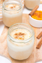 yogurt with spiced pumpkin puree, top view