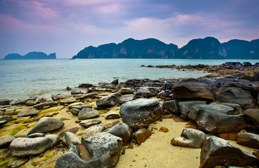 Fototapeta na wymiar Rocks on seashore
