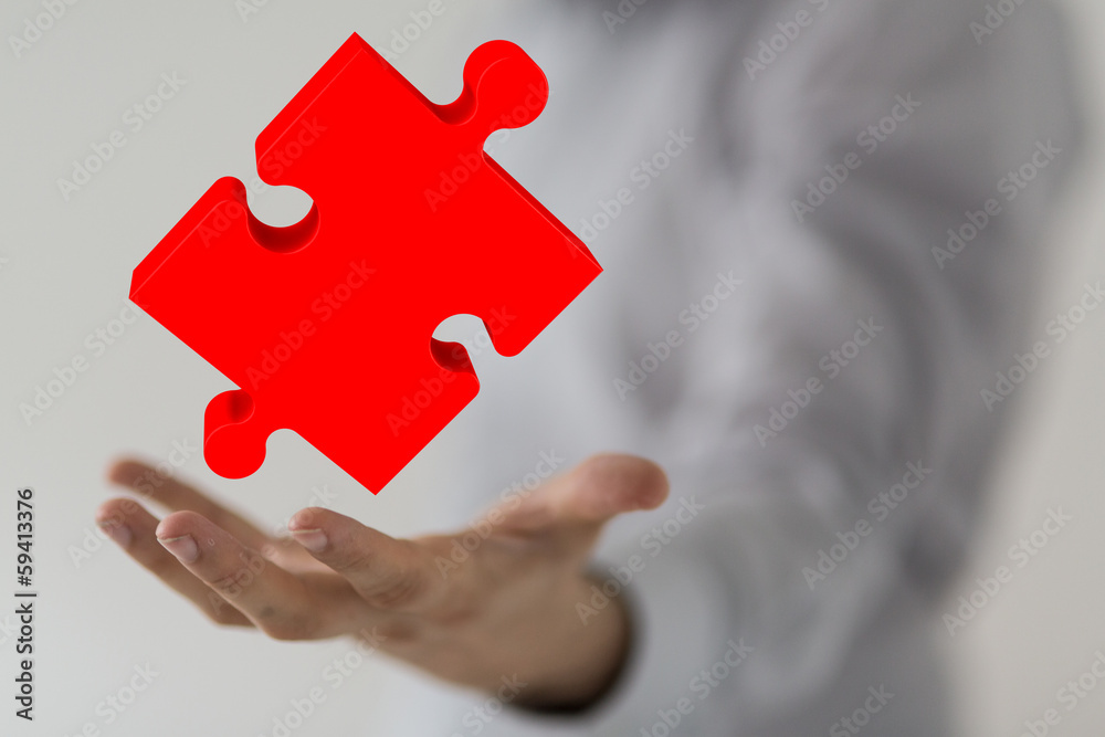 Sticker red puzzle hand