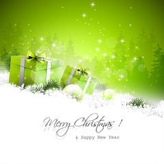 Green Christmas greeting card