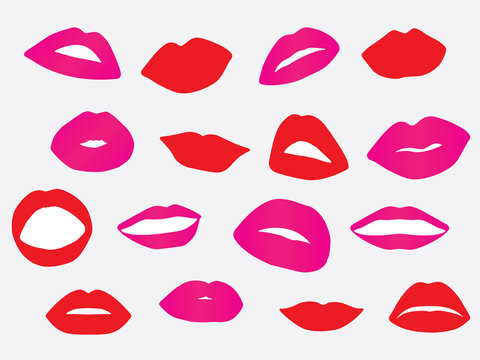 Set of red and pink lips illustration