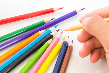 Colour pencils isolated on white backgrounds