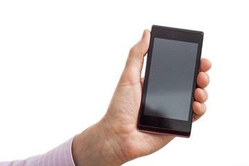 Black smartphone holding