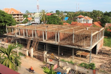 Busy construction site in Siem Reap, Cambodia