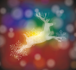 Obraz na płótnie Canvas christmas card with stylized white deer with snowflakes