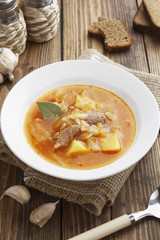 Cabbage soup with meat