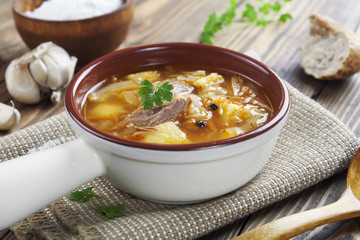 Cabbage soup with meat