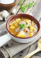 Cabbage soup with meat