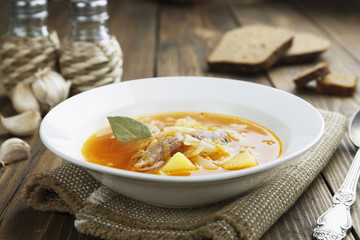 Cabbage soup with meat