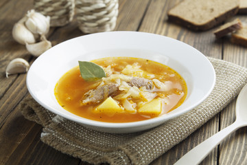 Cabbage soup with meat