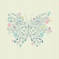 Hand drawing sketch butterfly vector